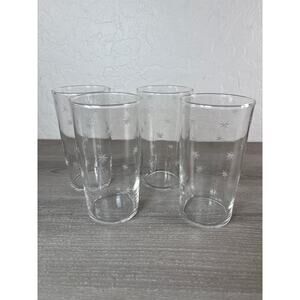 Vtg MCM Atomic Flat Tumbler Glass Star Dust C G Quartzex Crystal Set 4 Barware